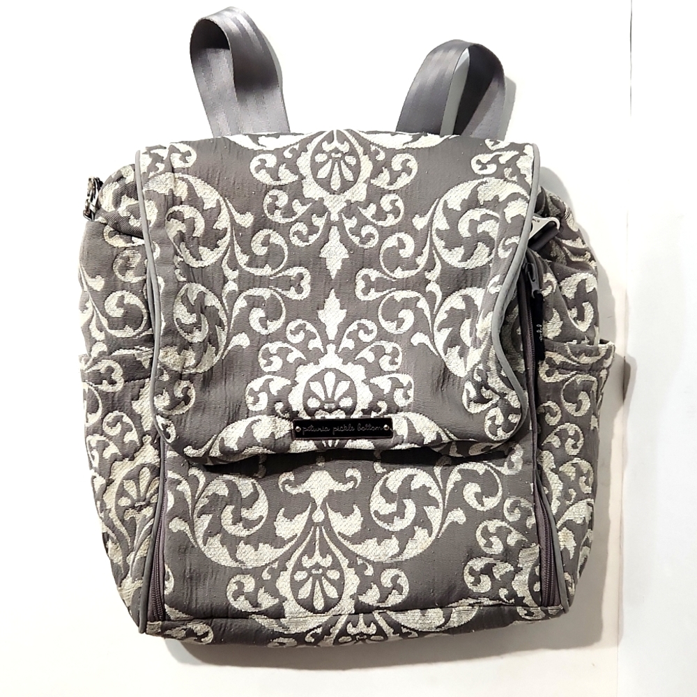Petunia Pickle Bottom Backpack Diaper Bag Gray & Cream - Picture 10 of 10